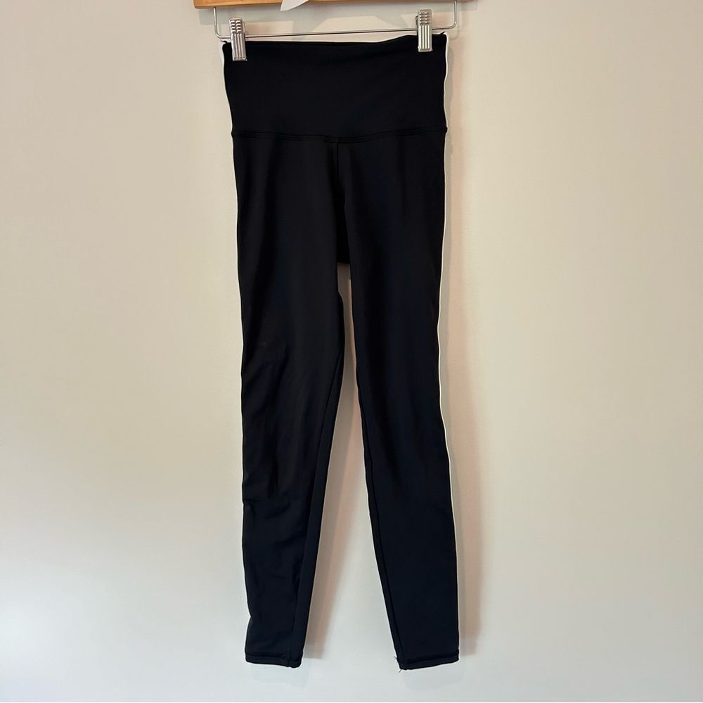 Strut This Black Leggings With White Stripes on the Sides